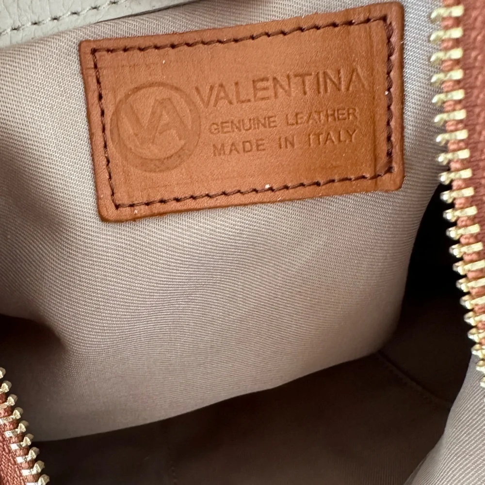 New! VALENTINA White Italian Genuine Leather Large Hobo Purse